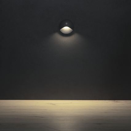 LED trapverlichting met bewegings- en schemersensor EXIN LED/2,5W/230V 4000K IP65 antraciet rond