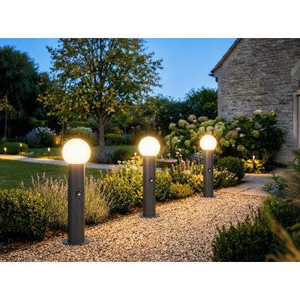 Buitenlamp met bewegings- en schemersensor STONO 1xE27/15W/230V 50 cm IP65 antraciet