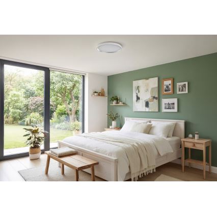 LED dimbare plafondlamp LIXAN LED/47W/230V 3000-6500K Ø 38,6 cm wit/zilver + afstandsbediening