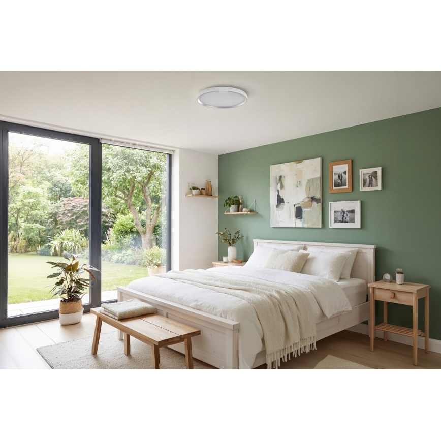 LED dimbare plafondlamp LIXAN LED/47W/230V 3000-6500K Ø 38,6 cm wit/zilver + afstandsbediening