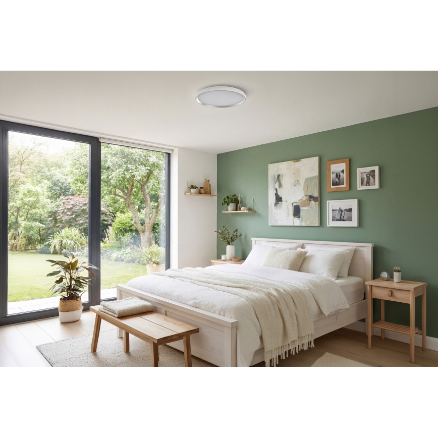 Dimbare LED-plafondlamp LIXAN LED/65W/230V 3000-6500K Ø 48,6 cm wit/zilver + afstandsbediening
