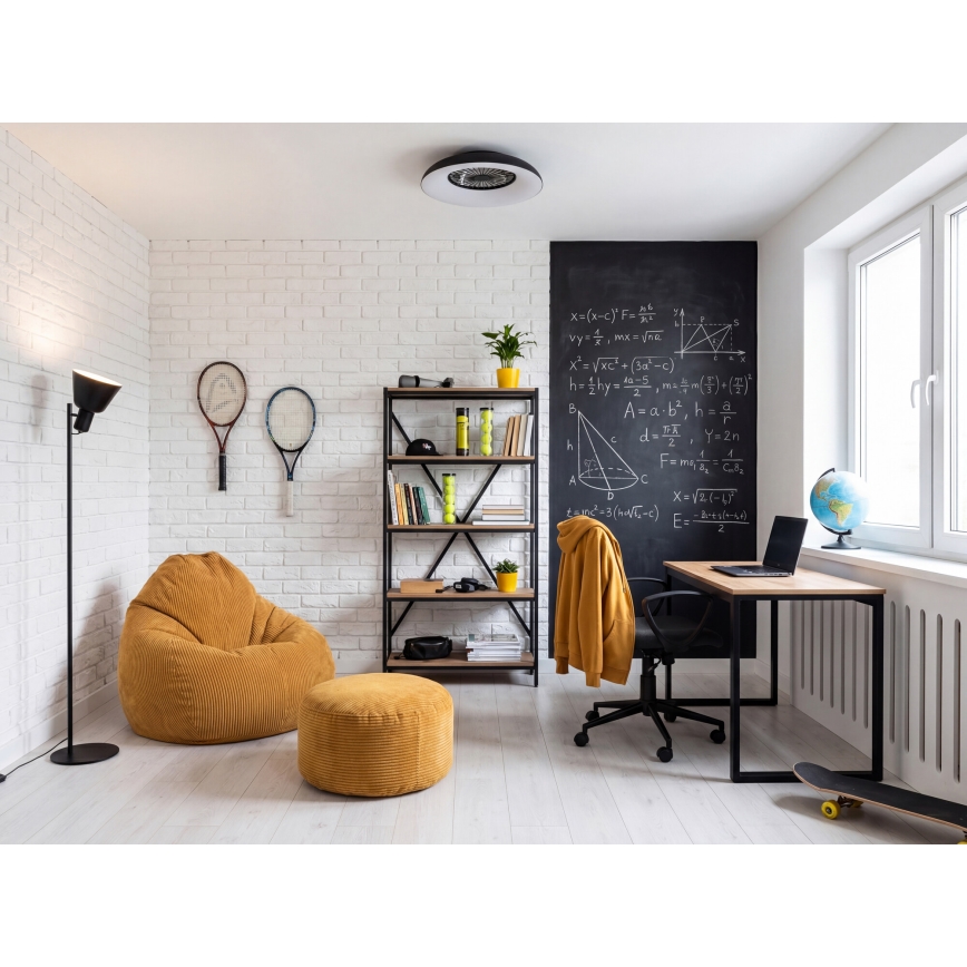 LED RGBW dimbare plafondlamp met ventilator PLAVE PAN LED/48W/230V 3000-6500K Ø 60 cm zwart + afstandsbediening