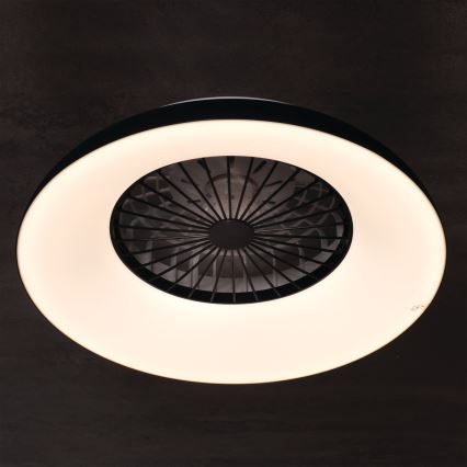 LED RGBW dimbare plafondlamp met ventilator PLAVE PAN LED/48W/230V 3000-6500K Ø 60 cm zwart + afstandsbediening