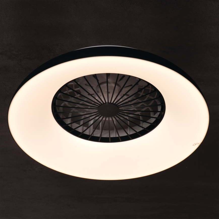 LED RGBW dimbare plafondlamp met ventilator PLAVE PAN LED/48W/230V 3000-6500K Ø 60 cm zwart + afstandsbediening