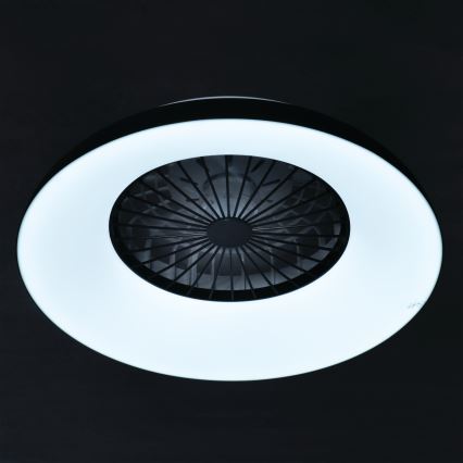 LED RGBW dimbare plafondlamp met ventilator PLAVE PAN LED/48W/230V 3000-6500K Ø 60 cm zwart + afstandsbediening