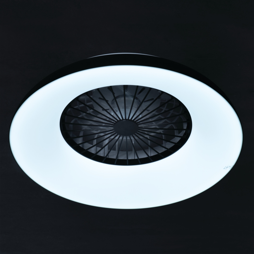 LED RGBW dimbare plafondlamp met ventilator PLAVE PAN LED/48W/230V 3000-6500K Ø 60 cm zwart + afstandsbediening
