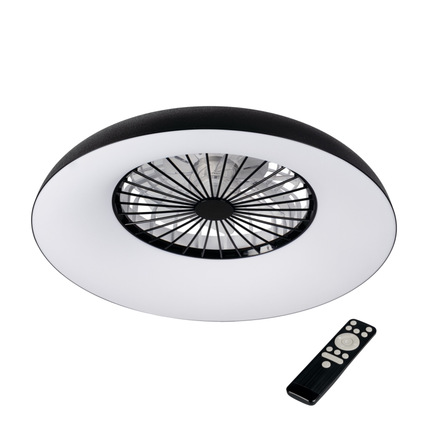 LED RGBW dimbare plafondlamp met ventilator PLAVE PAN LED/48W/230V 3000-6500K Ø 60 cm zwart + afstandsbediening