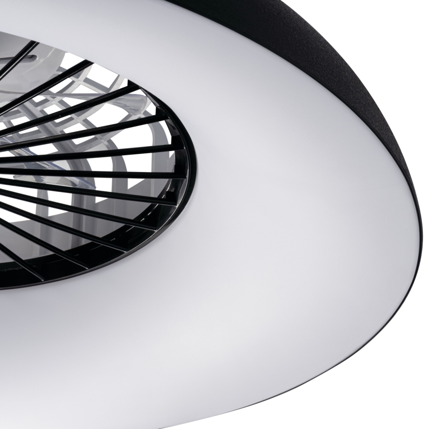 LED RGBW dimbare plafondlamp met ventilator PLAVE PAN LED/48W/230V 3000-6500K Ø 60 cm zwart + afstandsbediening