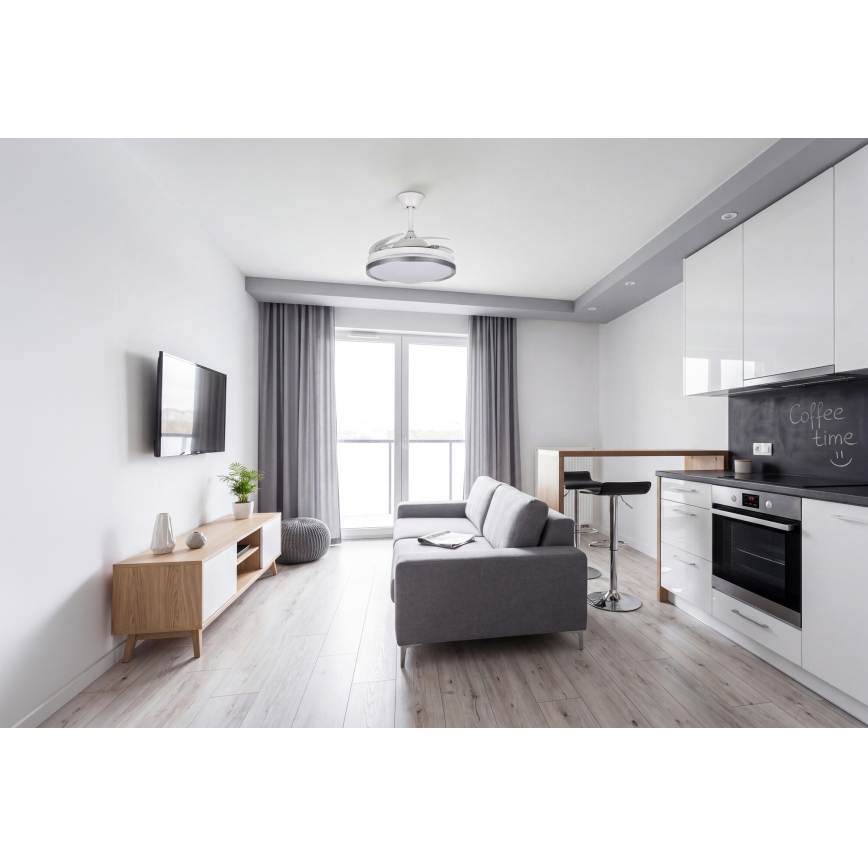 Dimbare LED-plafondlamp met ventilator PLAVE LED/36W/230V 3000-6500K zilver/wit + afstandsbediening