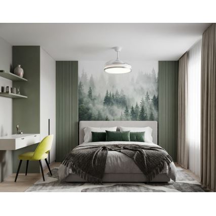 Dimbare LED-plafondlamp met ventilator PLAVE LED/36W/230V 3000-6500K zilver/wit + afstandsbediening