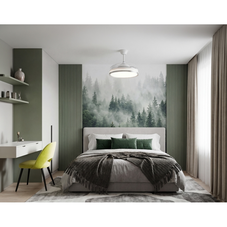 Dimbare LED-plafondlamp met ventilator PLAVE LED/36W/230V 3000-6500K zilver/wit + afstandsbediening