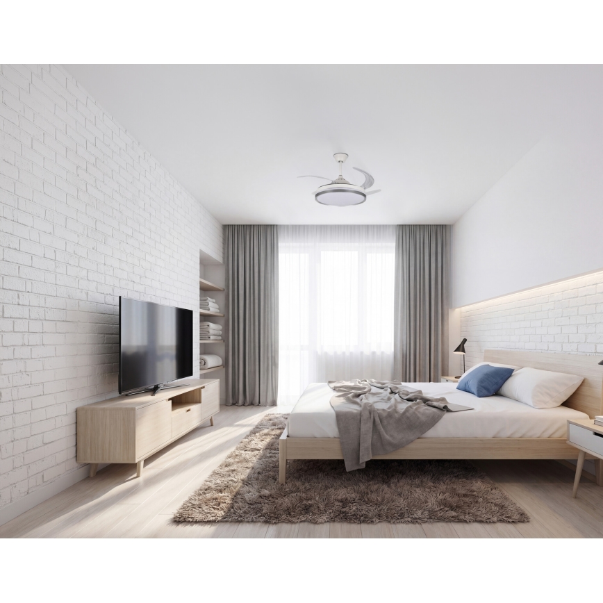 Dimbare LED-plafondlamp met ventilator PLAVE LED/36W/230V 3000-6500K zilver/wit + afstandsbediening
