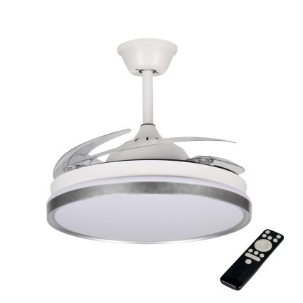 Dimbare LED-plafondlamp met ventilator PLAVE LED/36W/230V 3000-6500K zilver/wit + afstandsbediening