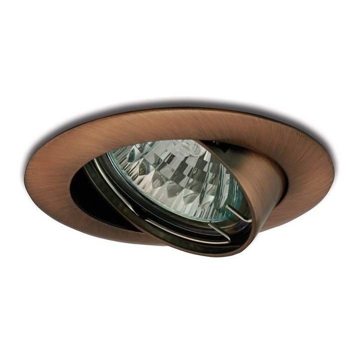 Kantelbare inbouwlamp 1xGU5,3/50W/12V koper