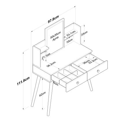 Kaptafel 111,8x97,8 cm wit