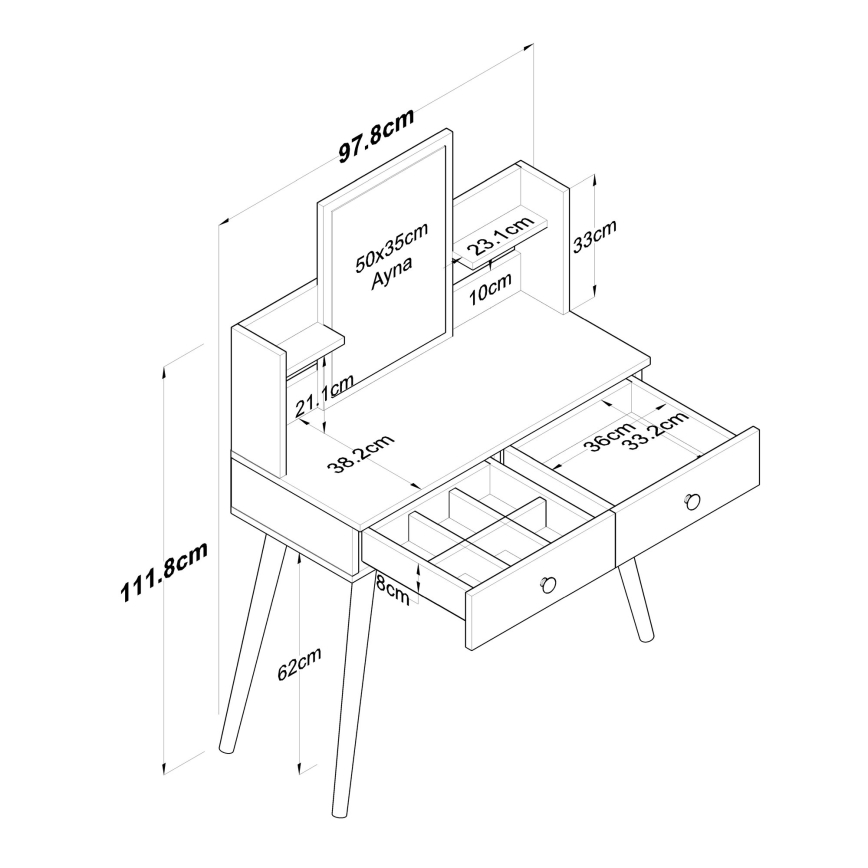Kaptafel 111,8x97,8 cm wit