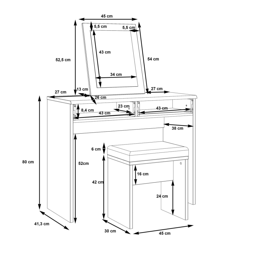 Kaptafel ERO + kruk bruin/zwart