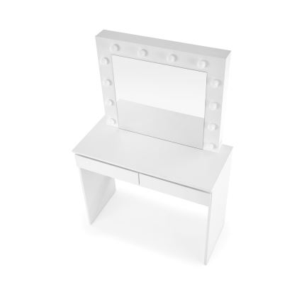 Kaptafel HOLLYWOOD met LED-verlichting 140x94 cm, wit