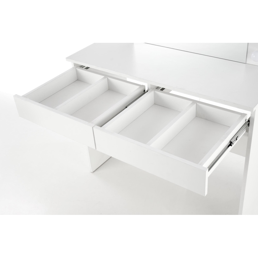 Kaptafel HOLLYWOOD met LED-verlichting 140x94 cm, wit