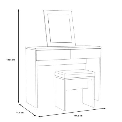 Kaptafel JUNO + kruk 45x29,6 cm bruin/zwart