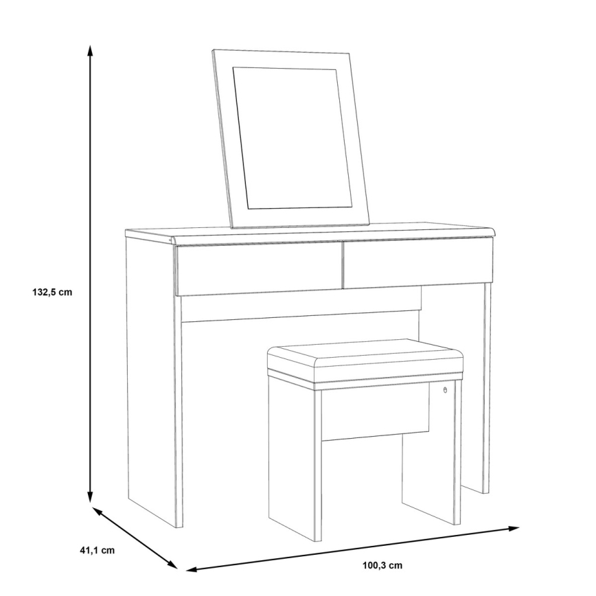 Kaptafel JUNO + kruk 45x29,6 cm bruin/zwart