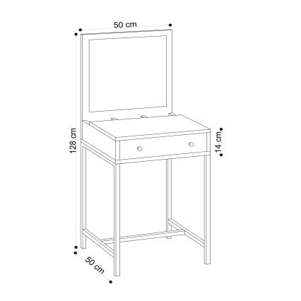 Kaptafel MARY 128x50 cm bruin/zwart