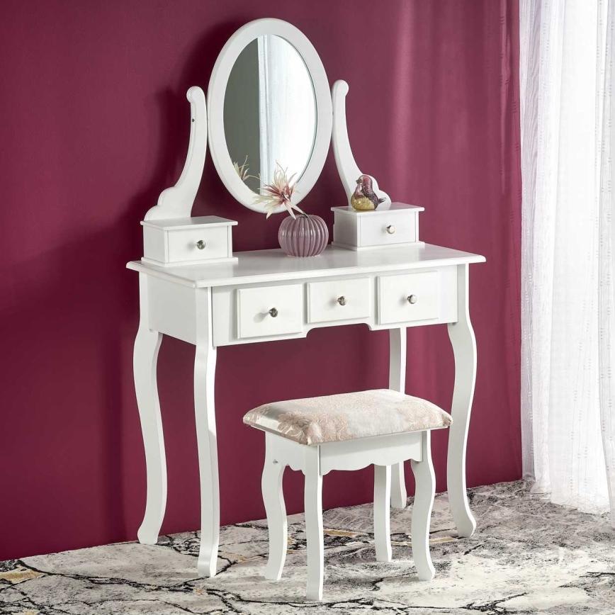Kaptafel SARA 80x130 cm + stool 45x37 cm wit