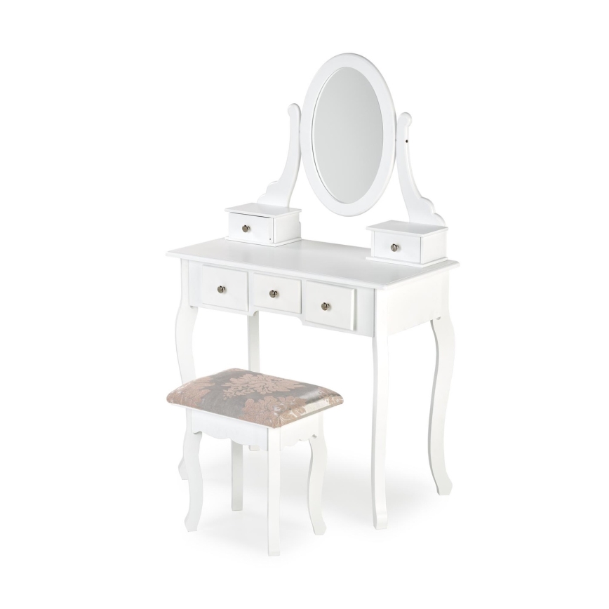 Kaptafel SARA 80x130 cm + stool 45x37 cm wit