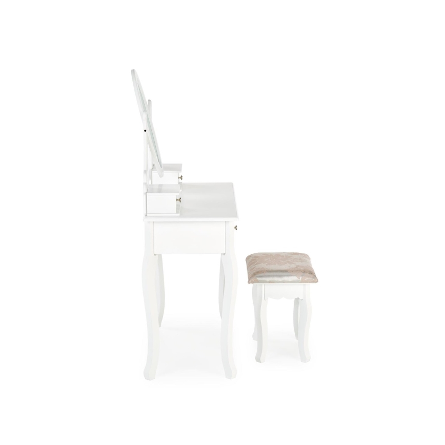 Kaptafel SARA 80x130 cm + stool 45x37 cm wit