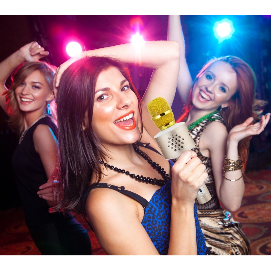 Karaoke-microfoon 6W/5V 1500 mAh Bluetooth goud