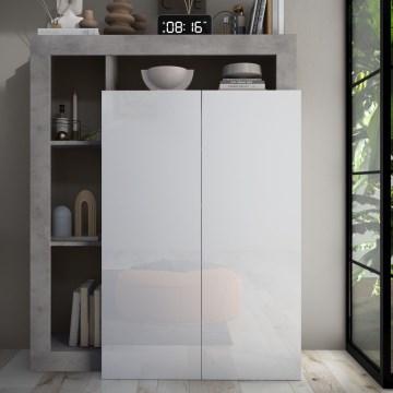 Kast LENOR wit/grijs betonlook