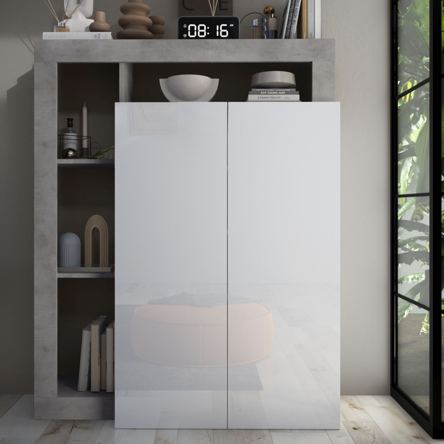Kast LENOR wit/grijs betonlook