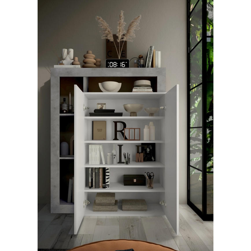Kast LENOR wit/grijs betonlook