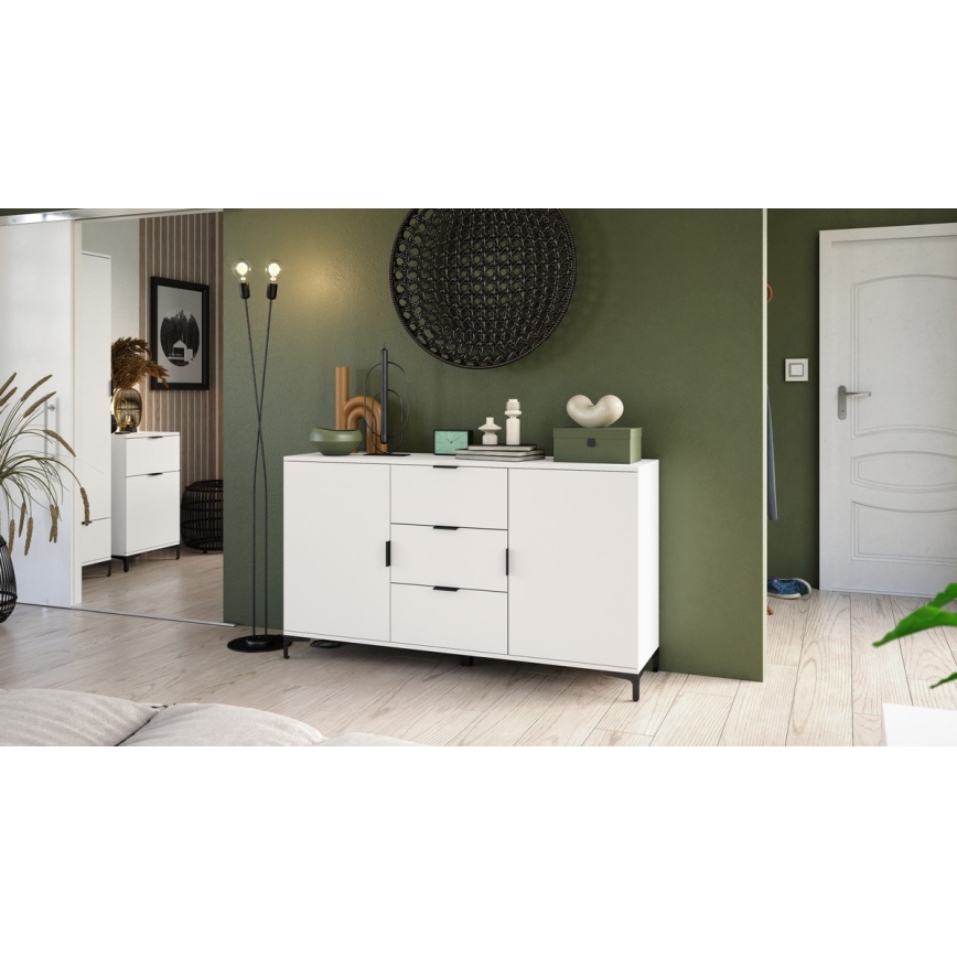 Kast met lades en kleine deur LORA wit