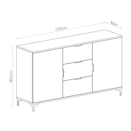 Kast met lades en kleine deur LORA wit