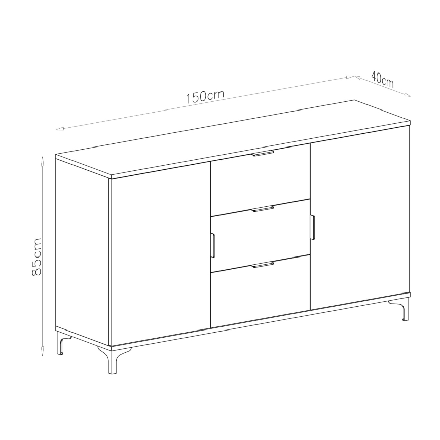Kast met lades en kleine deur LORA wit
