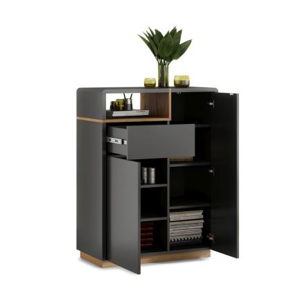 Kast met lades FRED antraciet/eiken artisan
