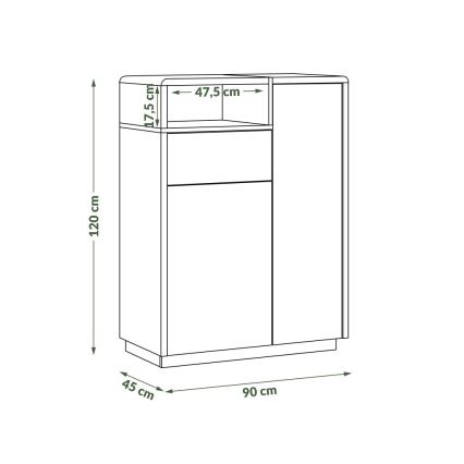 Kast met lades FRED antraciet/eiken artisan