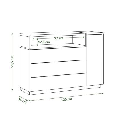 Kast met lades FRED antraciet/eiken artisan