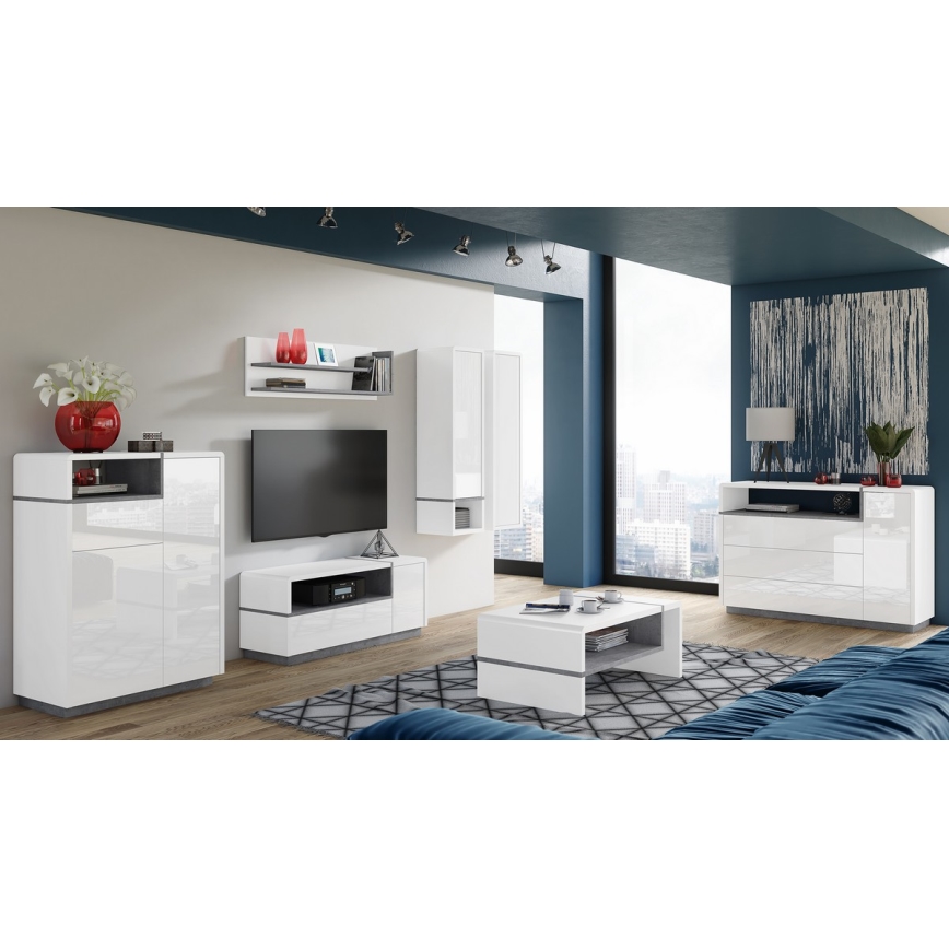 Kast met lades FRED wit/grijs