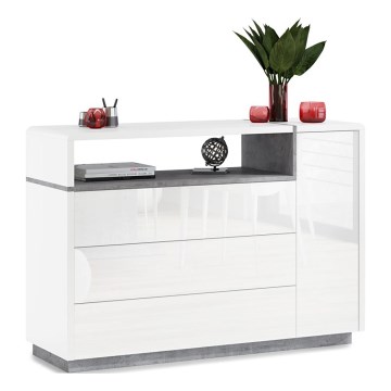 Kast met lades FRED wit/grijs