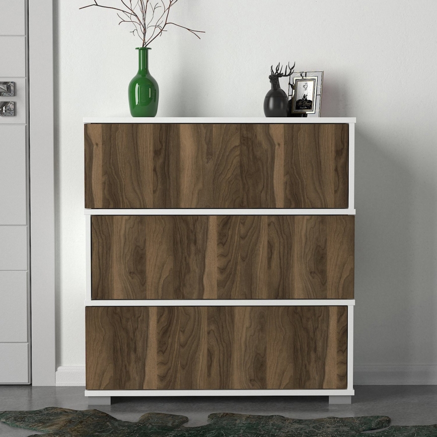 Kast NAPOLYON 93x90 cm wit/bruin