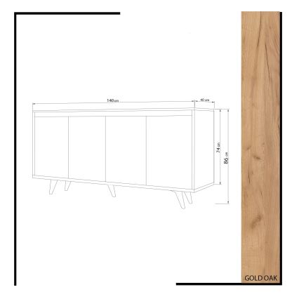 Kast SHANS 86x140 cm bruin/wit