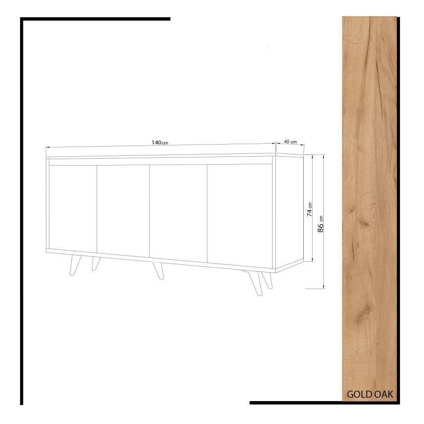 Kast SHANS 86x140 cm bruin/wit