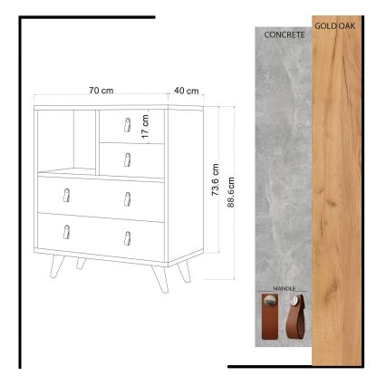 Kast WITLOF 87x70 cm bruin/grijs