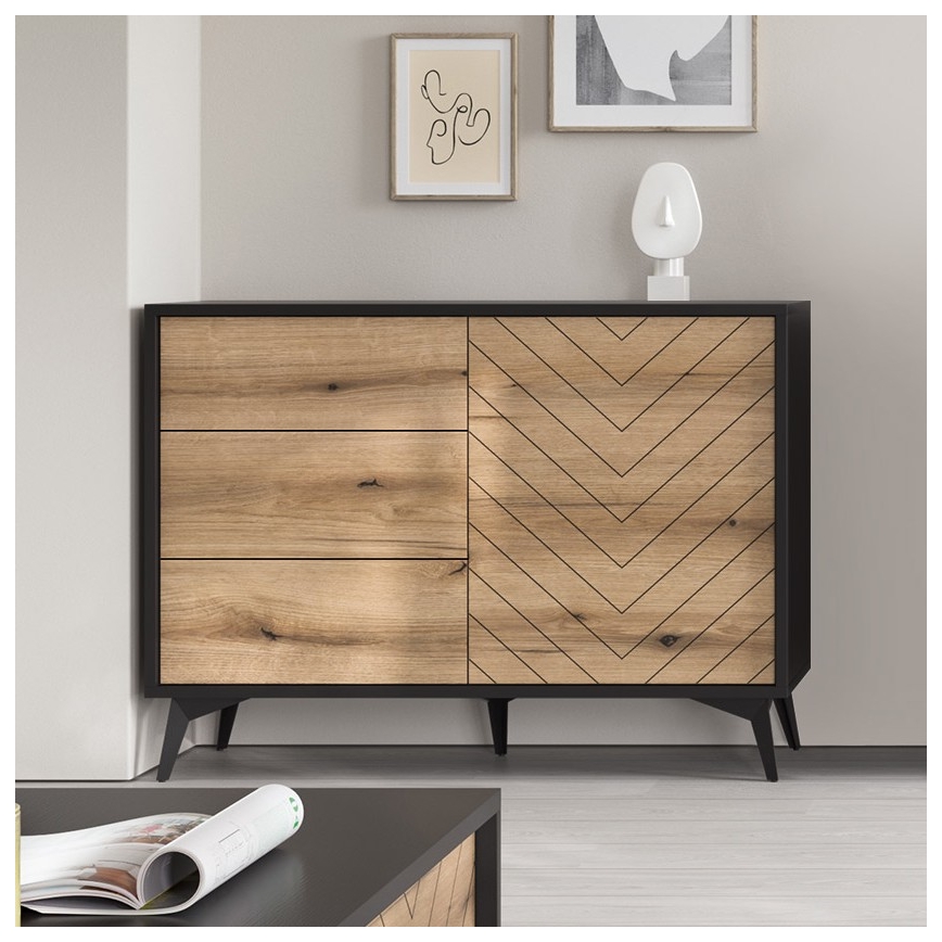 Kastje DIAMOND 77x104 cm zwart/eik evoke