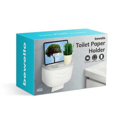 Kastje met toiletrolhouder 21x13,5 cm wit/grijs