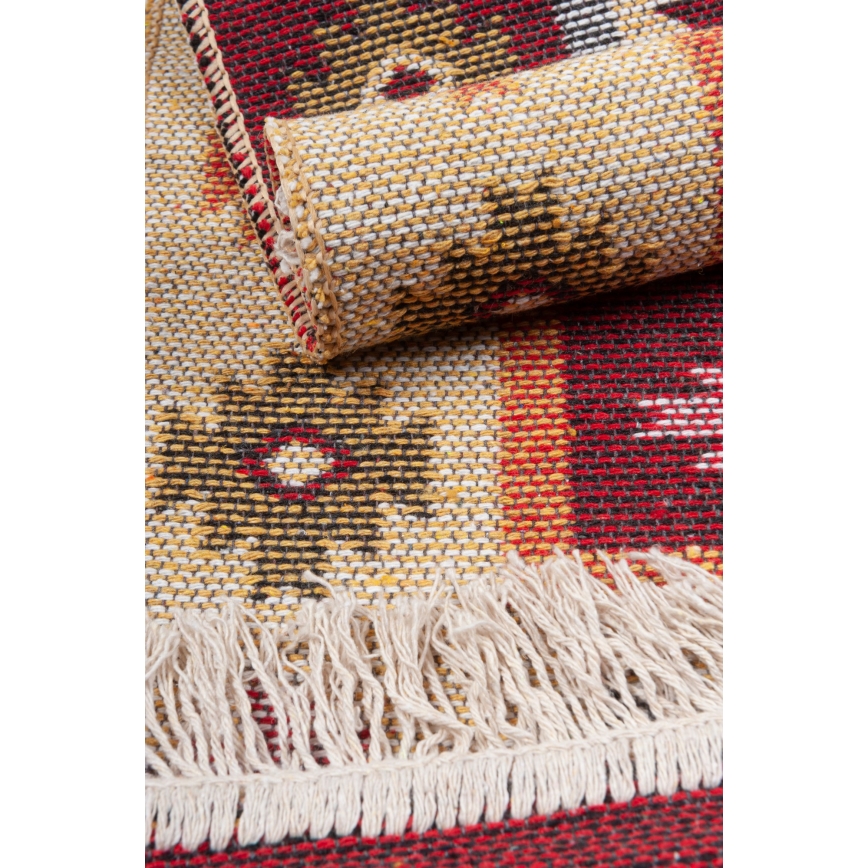 Keerbaar oriëntaals vloerkleed KILIM 80x150 cm rood/beige