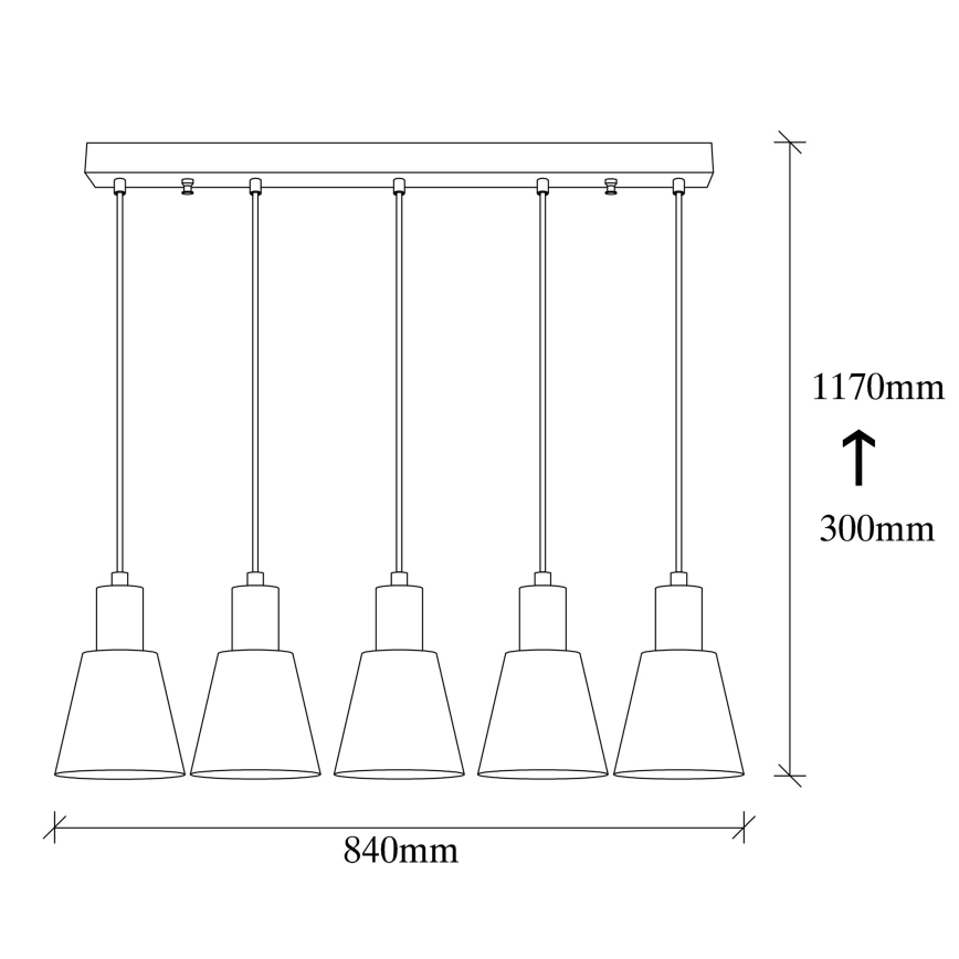 KEM hanglamp 5xE27/40W/230V goud