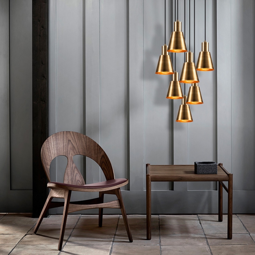 KEM Hanglamp 7xE27/40W/230V Goud